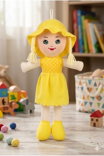 Liya Elbiseli Bez Bebek 50 Cm Özel Yapım Premium Oyuncak