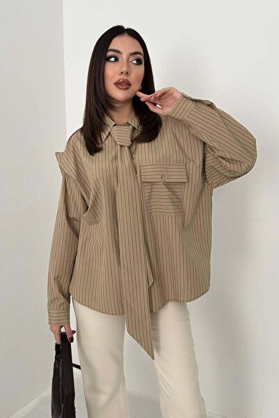 Lady Pixie Πουκάμισο με ρίγες και λεπτομέρεια φουλαριού