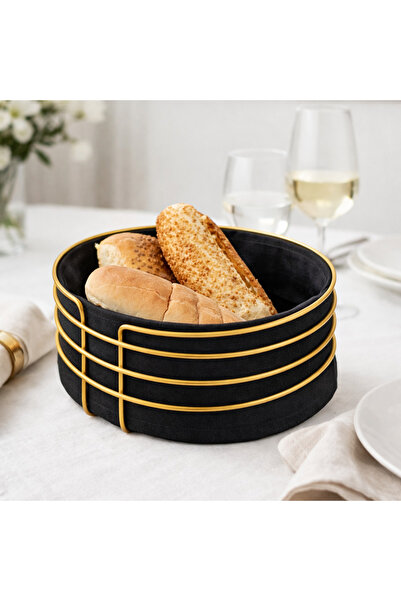 B.A.Y.NUVOLA Gold Metal Ekmek Sepeti Bezli – Görünümlü Şık Sunum Sepeti, Çok ...