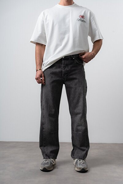 Respire Men's Baggy Jean with Stitching Detail Anthracite