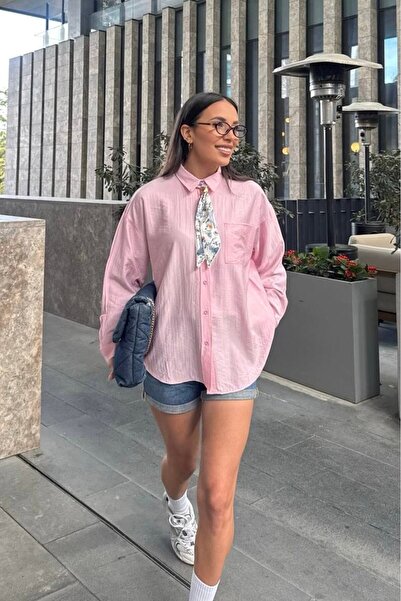 Varyete Cămașă confortabilă pentru femei, cu eșarfă