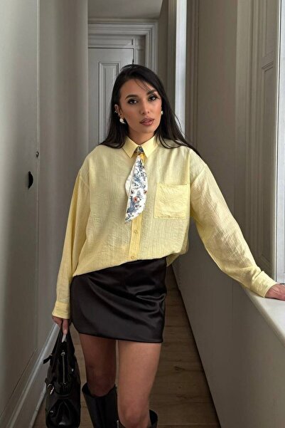 Varyete Women's Comfortable Fit Scarf Shirt