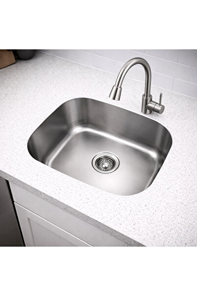 ŞİMŞEK 40X45 DİKDÖRTGEN EVİYE KROM PASLANMAZ ÇELİK TEZGAH ALTI (GİDER SİFON T...