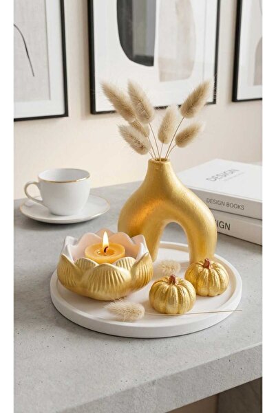 MERCANN El Yapımı Lotus Çiçeği Mumluk -Minimalist Vazo - Balkabağı Dekoratif ...