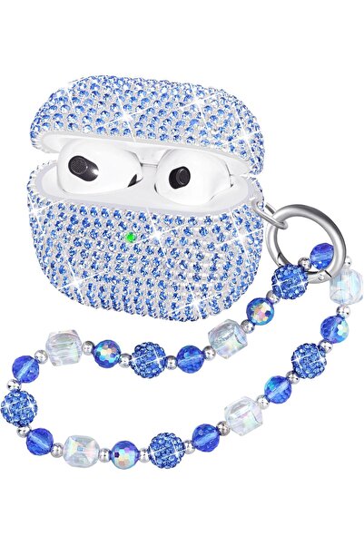 vendor-unknown AirPods 3 case with sparkling crystals and blue cord