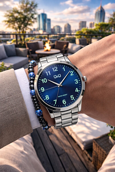 Q&Q ساعة يد رجالية من الفولاذ ماركة QQ الأصلية