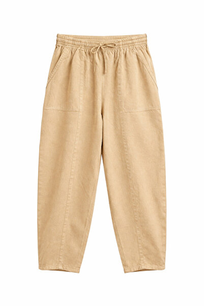 Mixray 4573 Pantaloni shalwar din gabardină pentru femei, cu dungi în față, c...