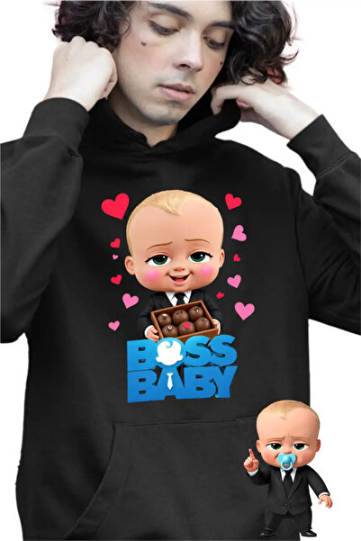 OEM Момчешки шоколадов суичър с качулка за Свети Валентин  "Бос Бейби "