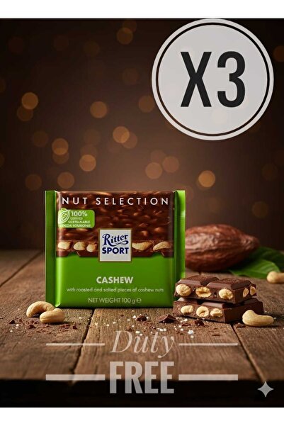 hijazigroup Ritter Sport Cashew chocolate bars 100GR (3 ADET )