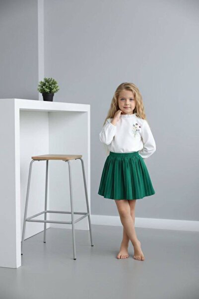 CQCQ Детски комплект за момиче с бродирана набрана яка и долнище