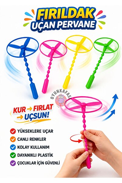 OYUNKAFASI Renkli Fırıldak Oyuncak – 2 Adet Dönen Pervaneli Eğlenceli Çocuk O...