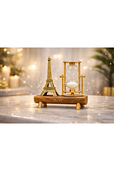 Vip 2’li Premium Dekoratif Kum Saati Seti Gold Ahşap Stand Masa Üstü Hediye L...