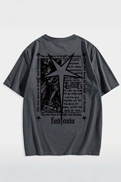 Karakedi Antracit Fantasia Star Back Printed Y2K Unisex Majica