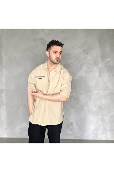 Yeblin Oversize Cream Shirt with Embroidery on the Back