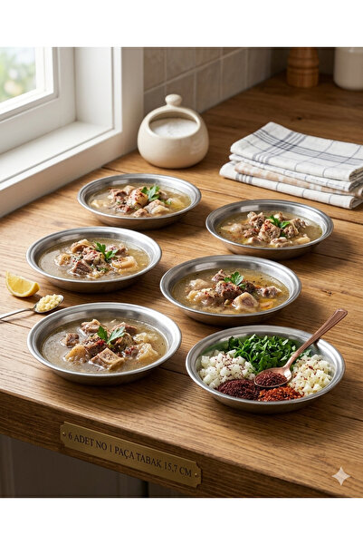 BİODATA Stainless Steel Footed Dinner Plate No 3 (18.6 cm): for Meat, Soup, a...