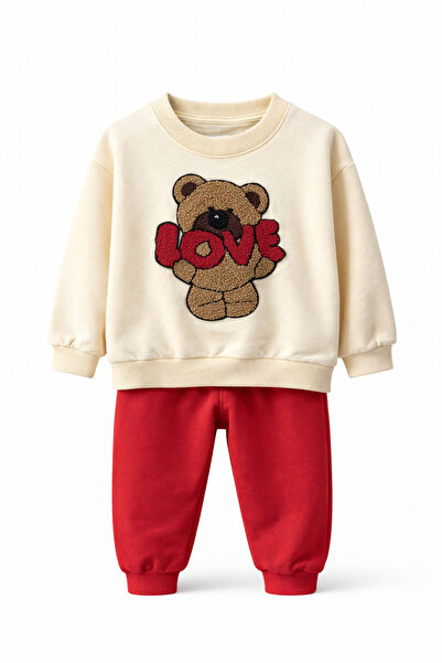 CQCQ Girl's Embroidered Tracksuit Set with Teddy Bear
