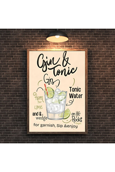 Tuba Decor Tablou înrămat dintr-o singură bucată din lemn, gin și tonic