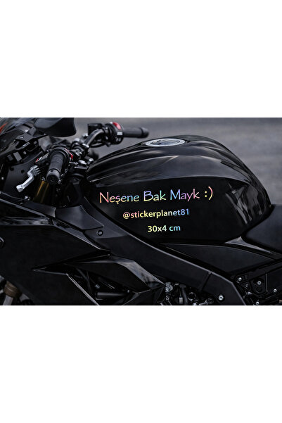 AlpiLeo ملصق Neşene Bak Mayk مقاس 30x4 سم - 7 خيارات ألوان (هولوغرام ذهبي ورد...