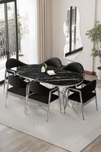 BY ORHAN GÜZEL Mutfak Masası Takımı 6 Kişilik Masa Takımı CASSE Serisi Mutfak...