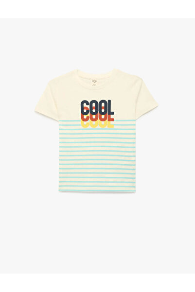 Koton Tricou din bumbac cu mânecă scurtă și decolteu