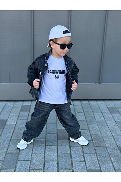 MİNİK DÜŞLER Set din 3 piese din denim imprimat pentru băieți