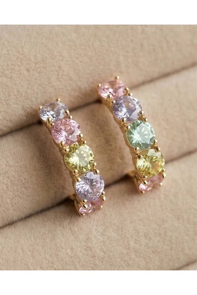 Portakal Esintisi أقراط أوريا ذات صف واحد من 5 أحجار فولاذية من نوع Xuping