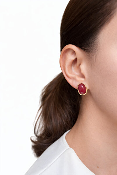 rilora Golden Red Minimal Design Earrings