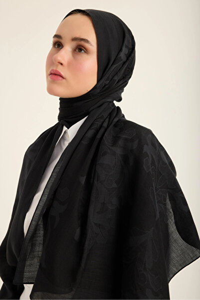 Maisa Duru Silk Cotton Tencel Shawl 70*190 cm - Black