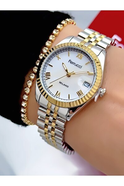 Ferrucci Steel Strap 2 Year Warranty 3 Atm Waterproof Women's Wristwatch + Br...