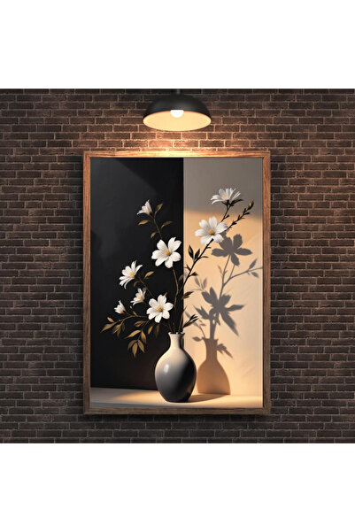 Tuba Decor Tablou într-o singură bucată cu ramă din lemn, umbră florală