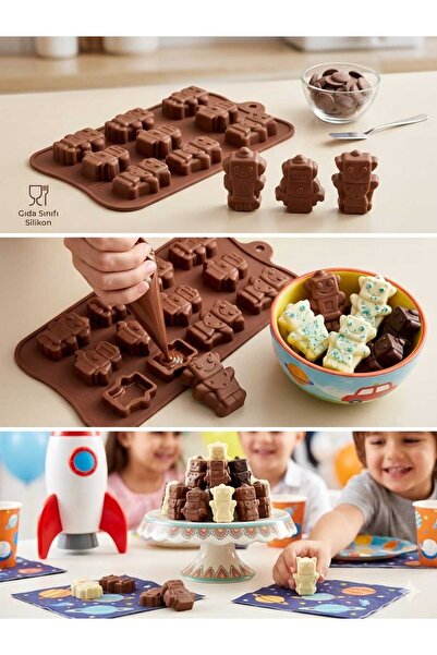 LOVYCO Fun Robot Shaped Silicone Chocolate and Ice Mold - 15 Cavity Kids Cand...