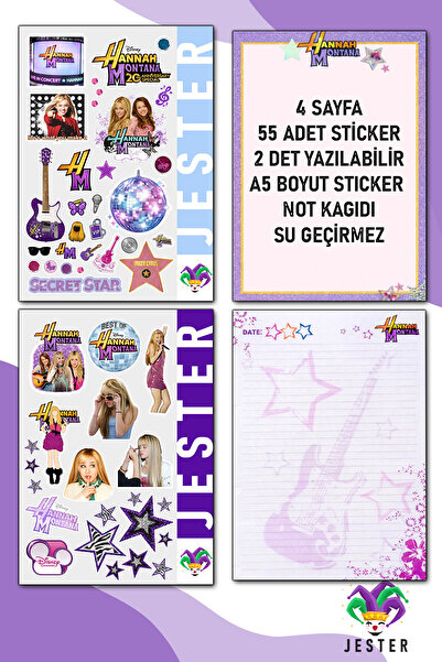 Jester Hannah Montana 4'lü Sticker, Çıkartma, Günlük, Ajanda, Planlayıcı, Bul...