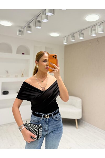 İrka Moda Polyemit Kruvaze Yaka Bluz