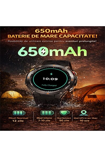 ALPACO Ceas smartwatch KC82 — GPS, OLED 1.45 ", IP68, apel Bluetooth, fitness. Android și iOS
