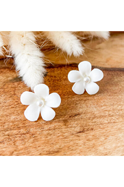 MYGRACE Cercei de nuntă, albi, model floare