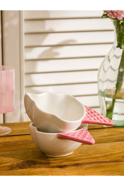 LC Waikiki Rmz Gi̇yi̇m Farkiyla Embroidered Ceramic Bowl Set of 2 14 cm