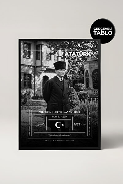 House Gorgeous Atatürk Çerçeveli Tablo, Mustafa Kemal Duvar Dekoru, Siyah Bey...