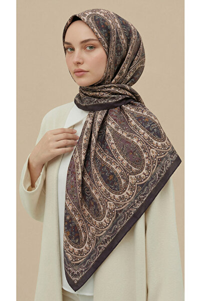 Karaca Vi̇rella 120*120 cm Patterned Cotton Scarf - Purple / Dried Rose