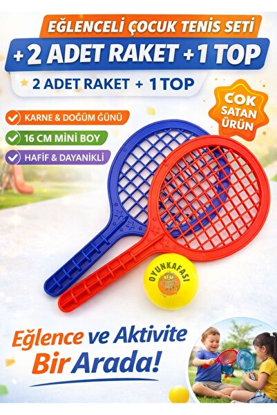 OYUNKAFASI Çocuk Tenis Seti – 2 Raket + 1 Top Mini Eğlenceli Oyun Seti