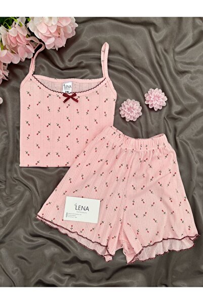 Lena Homewears Γυναικείο σετ πιτζάμες με βαμβακερό σορτς με σχέδια