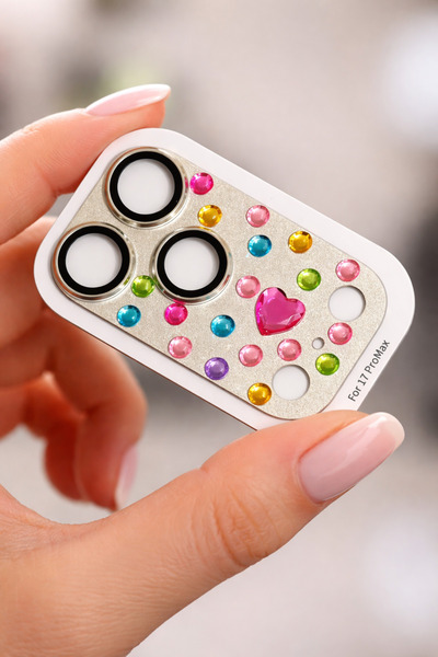 FİŞNEİLETİŞİM İPHONE 17 PROMAX UYUMLU SÜSLEMELİ LENS KORUYUCU