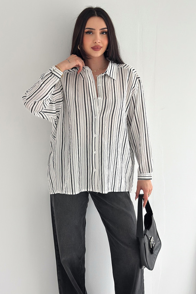Noa&Noa Women's Striped Oversize Shirt – Relaxed Fit Casual Elegance