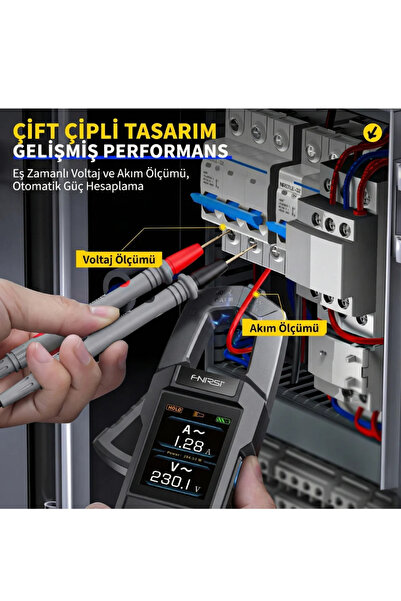 FNIRSI DMC-100 Akım Gerilim Pens Metre | 10000 Sayımlı Dijital True RMS Multi...