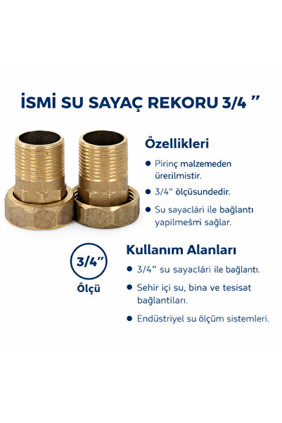 Türkoğlu Su Sayaç Rekoru 3/4 Pirinç – Dayanıklı Tesisat Bağlantı Aparatı
