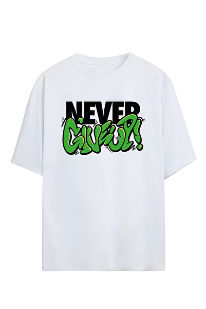 STİL-X Μπλουζάκι με στάμπα "Never Give Up " Unisex, 100% βαμβακερό, oversized