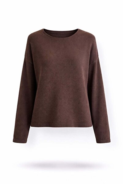 5in1Canpolat Brown Crew Neck Seasonal Knitwear 251007