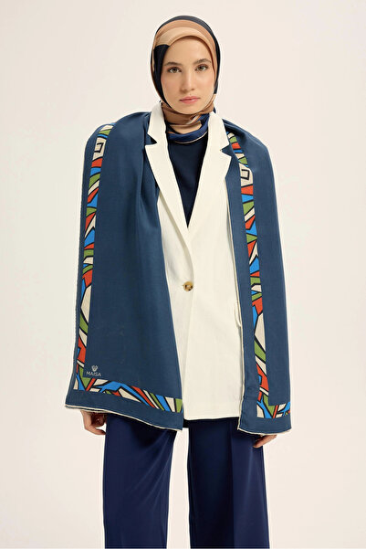 Maisa Aden Cotton Silk Shawl 70*190 cm - Navy Blue