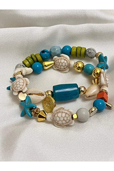 COCOSH TAKI Turquoise Cream Gold Color Turtle Star Charm Multiple Combination...