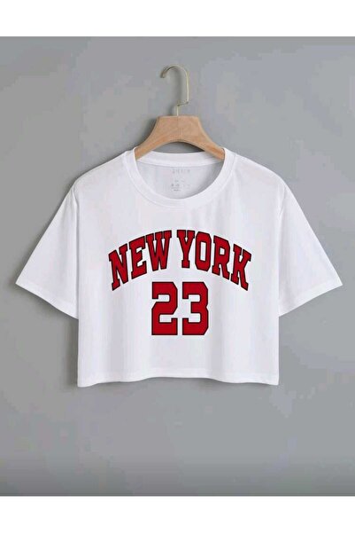 DİVİN Νέα σεζόν εμπριμέ υφασμάτινο crop μπλουζάκι