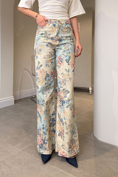 MAGARDE Παντελόνι με λουλουδάτο σχέδιο υψηλής ποιότητας - ΕΚΡΟΥ